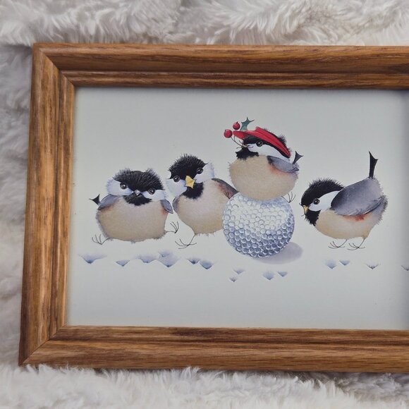 V. Pfeiffer Winter Whimsy: Chickadee Holiday Gathering – Framed Art Print - Picture 2 of 5